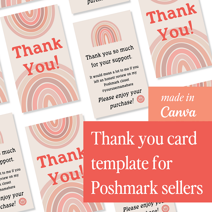 Thank you card for resellers on Etsy